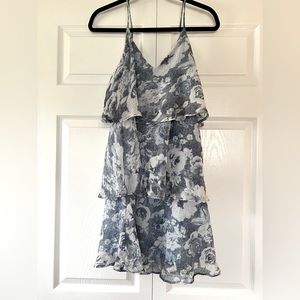 Blue fields v neck tiered dress- blue floral